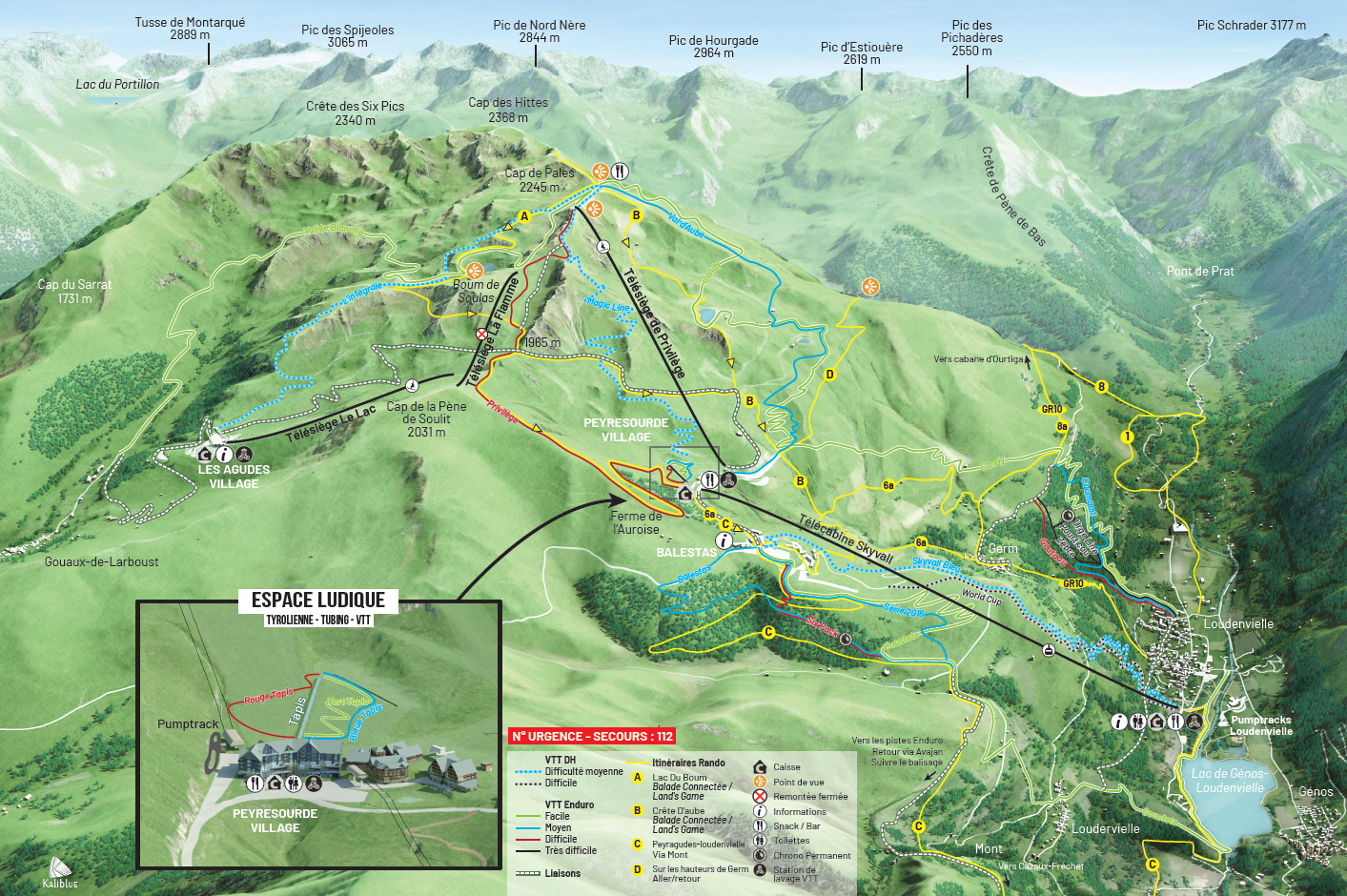 Plan des pistes Bike Park Peyragudes