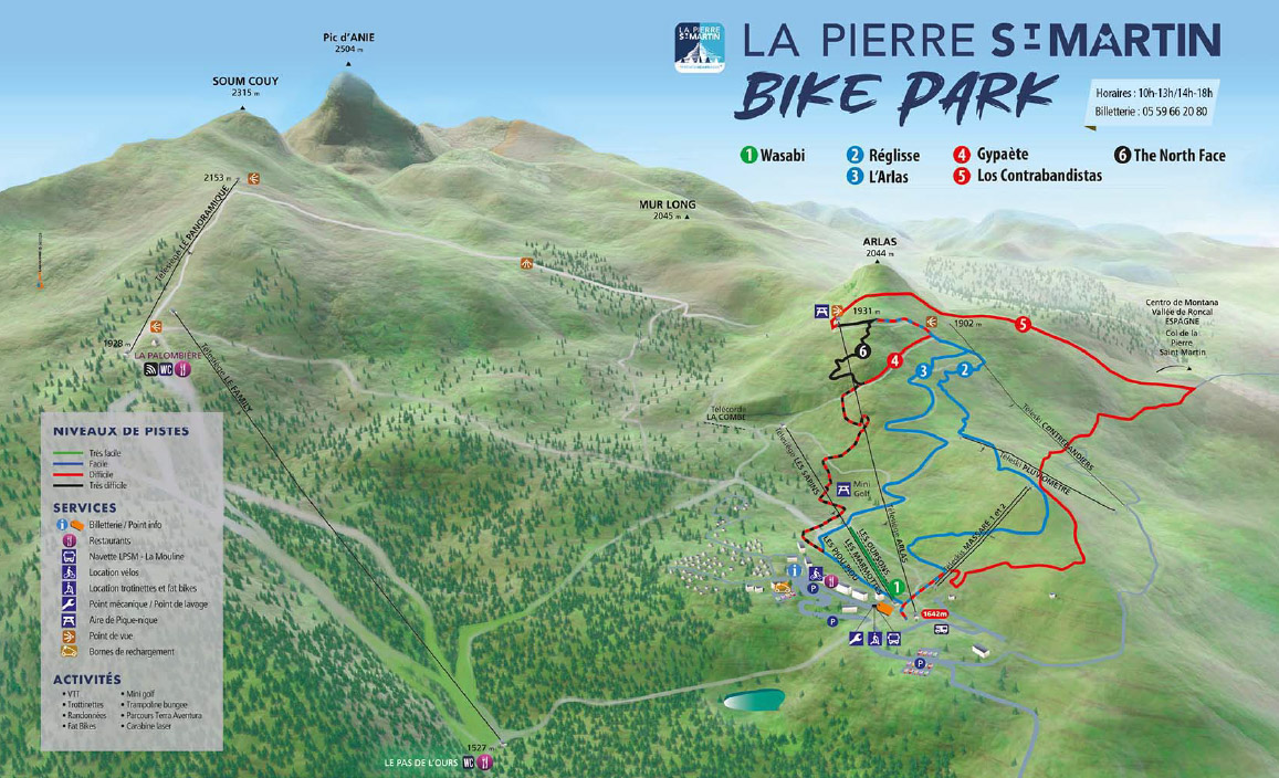 Plan des pistes Bike Park Pierre Saint-Martin