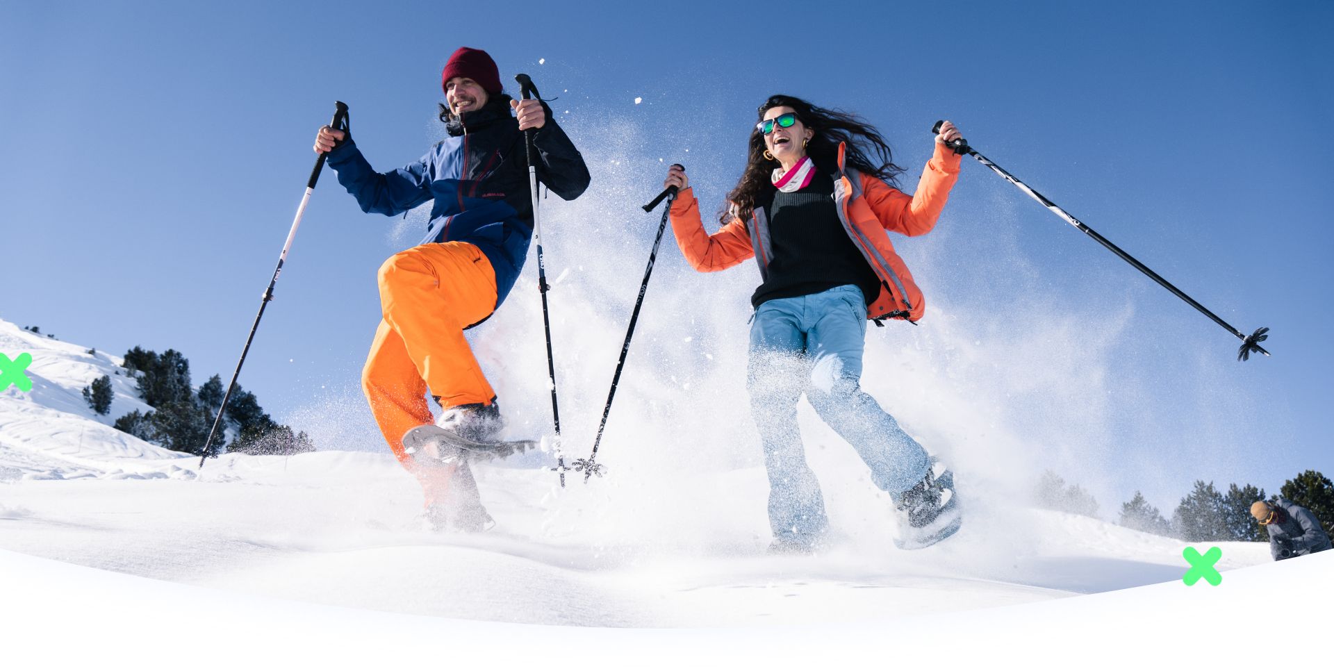 groupe d'amis en vacances sur les pistes de ski de N'py 