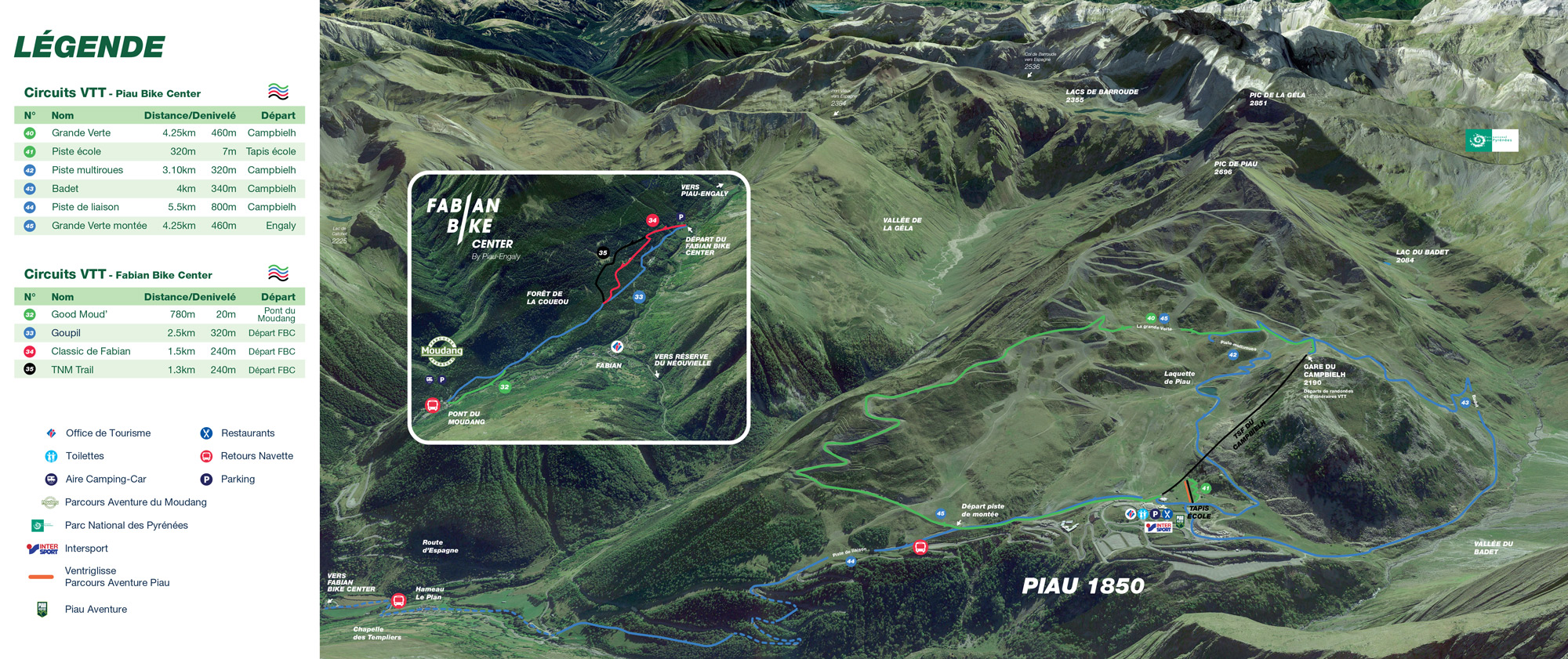 Plan des pistes Piau Bike Center